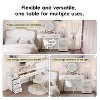 ORRD Velvet Upholstered Vanity Set w/Chair, 5 Drawers & Marble-Look Top, Adjustable Storage - Beige - 2 of 4