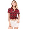 INSPIRE CHIC Women's Classic Short Sleeve Button Down Plaid Shirt - 2 of 4