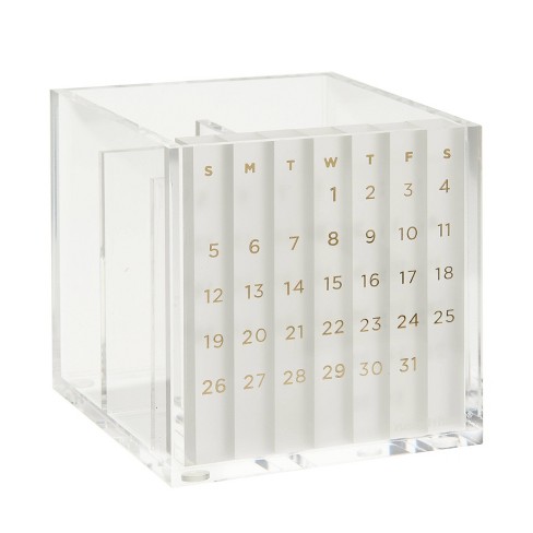 Russell+hazel Acrylic Monthly Calendar With Pen Holder Clear : Target