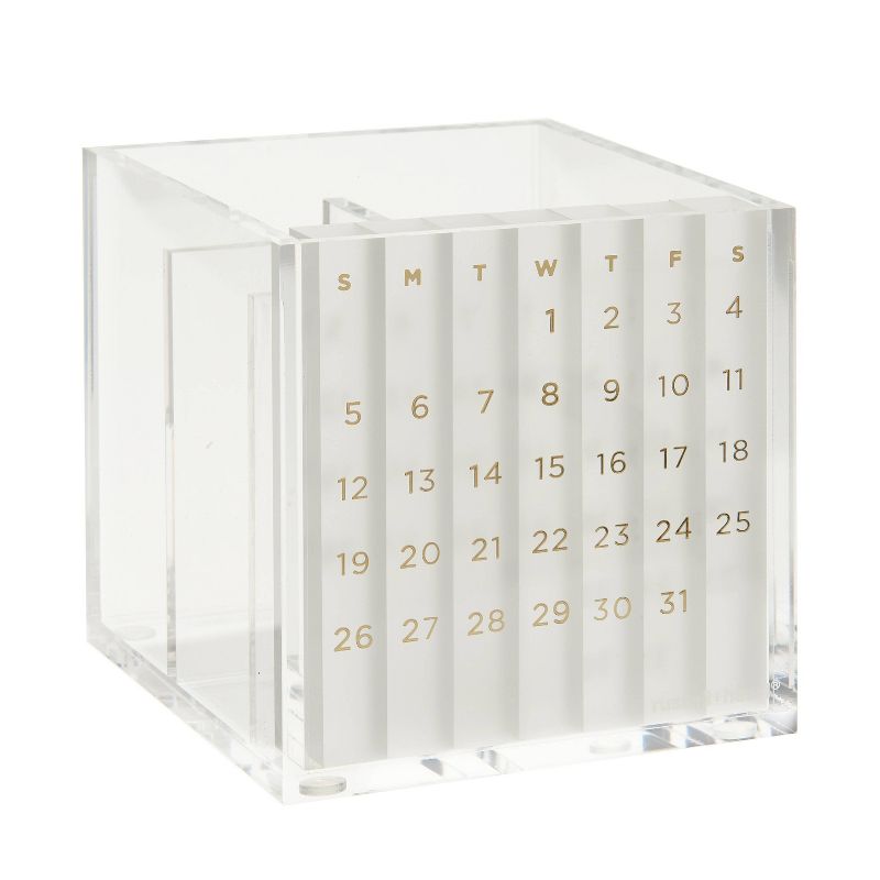 russell+hazel Acrylic Monthly Calendar with Pen Holder Clear, 1 of 5