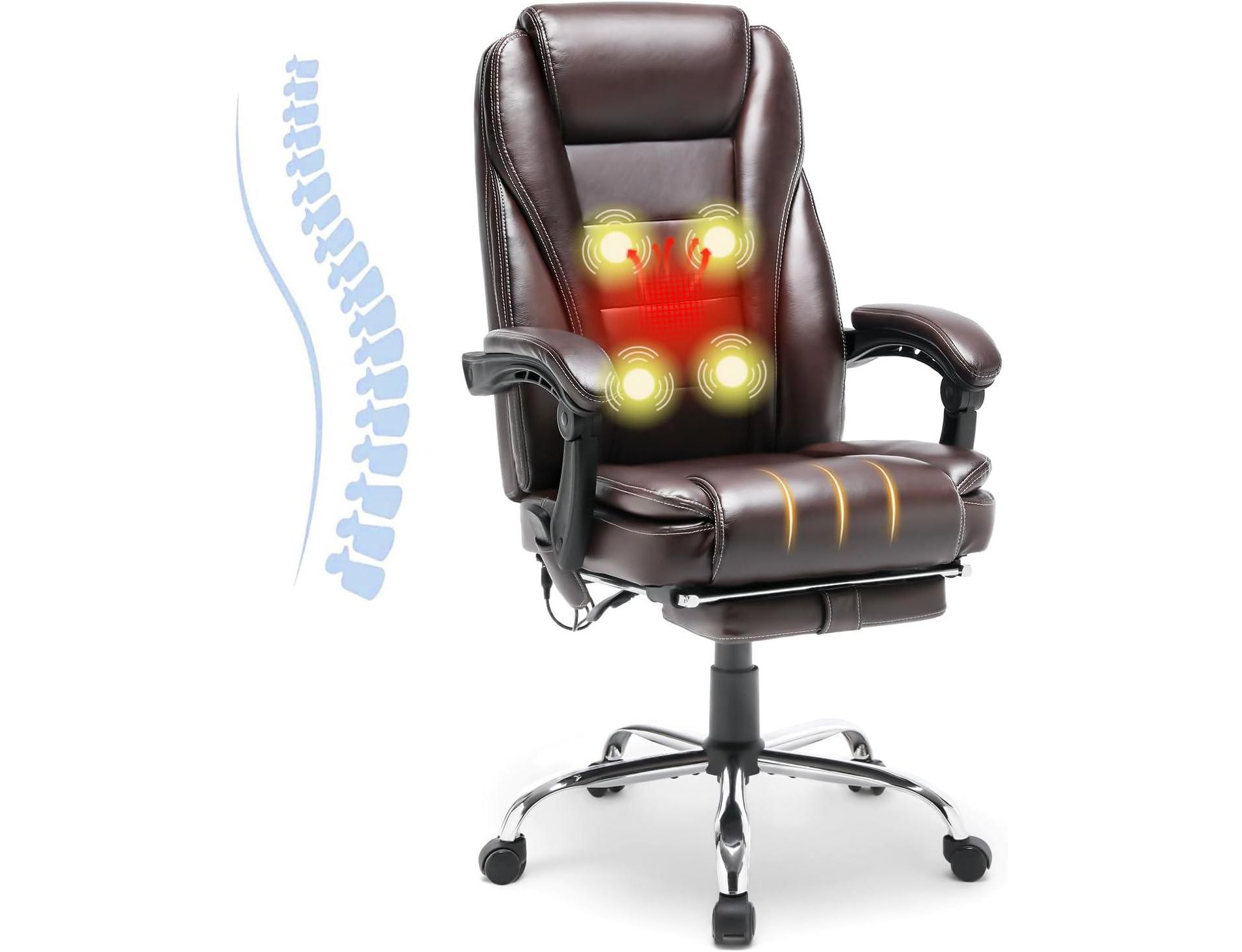 EROMMY 4-Point Massage Reclining Office Chair,Brown
