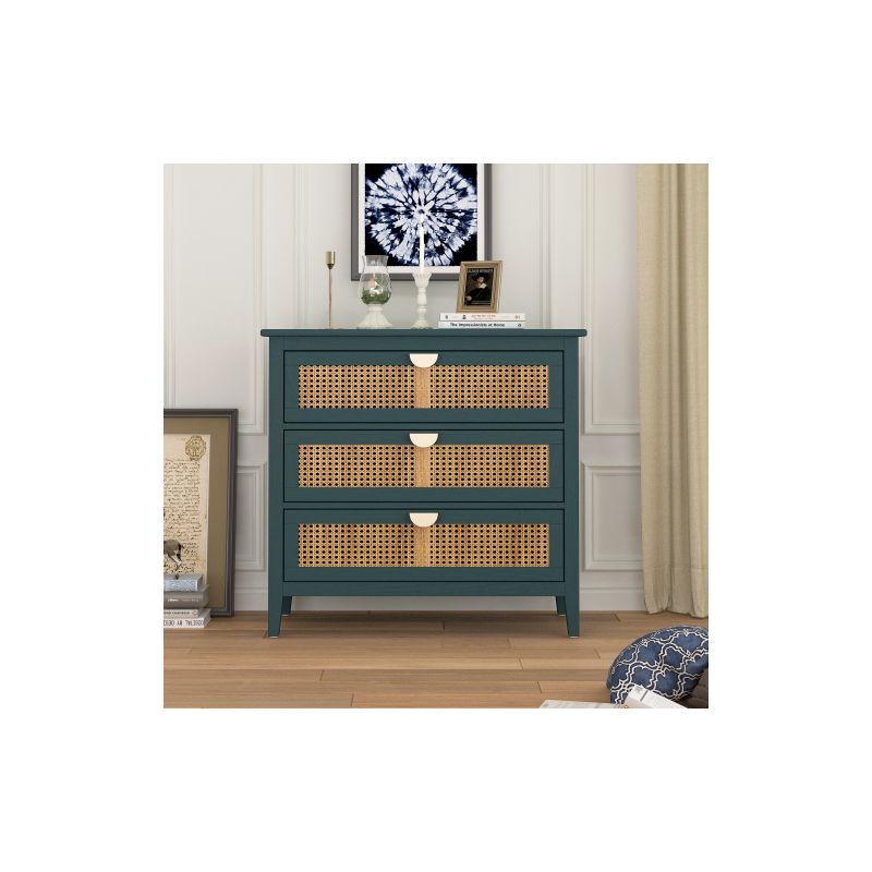 Archie Ash Wood Veneer 3-drawer And Pine Legs Accent Cabinet With Storage- Maison Boucle, 1 of 10