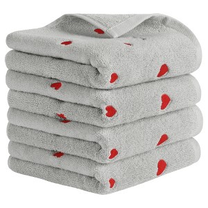 REGALWOVEN Cotton Bathroom Absorbent Heart Pattern Decorative Hand Towel 13" x 29" - 1 of 4