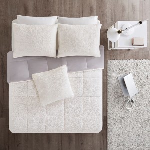 2pc Twin/Twin XL Braden Reversible Flannel Comforter Mini Set Gray