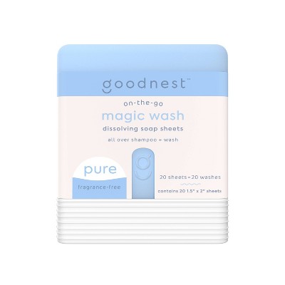 Goodnest Magic Wash Dissolving Soap Sheets - Pure Fragrance Free - 20ct
