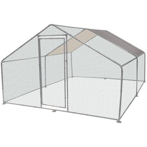 Pure Garden 13'x 9'x6' Steel & Nylon Lockable Chicken Coop & Run With Waterproof Cover - Silver - 1 of 4