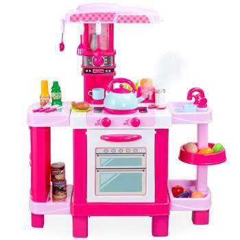 Best Choice Products Pretend Play Kitchen Toy Set for Kids with Water Vapor Teapot, 34 Accessories, Sounds