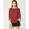 Allegra K Women's Vintage 3/4 Sleeve Boat Neck Ruffled Dots Print Blouse - 4 of 4