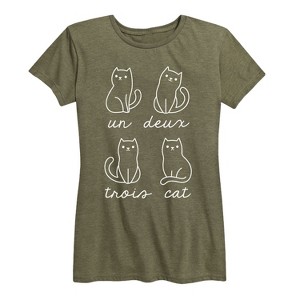 Women's - Instant Message - Un Deux Trois Cat Short Sleeve Graphic T-Shirt - 1 of 4