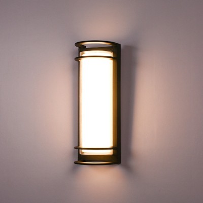 YANSUN 30W Integrated LED Outdoor Wall Lantern with Warm White 3000K Light, Black Finish, Weather-Resistant, 16.54 In. Height