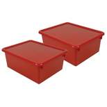 Romanoff Products Romanoff Plastic Stowaway 5"" Letter Box with Lid Red Pack of 2 (ROM16002-2) 