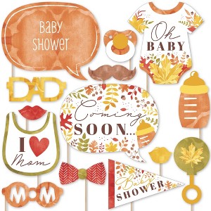 Big Dot of Happiness Fall Foliage Baby - Autumn Leaves Baby Shower Photo Booth Props Kit - 20 Count - 1 of 4