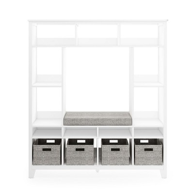 Creamy White Kids' Storage System with Cushioned Reading Nook