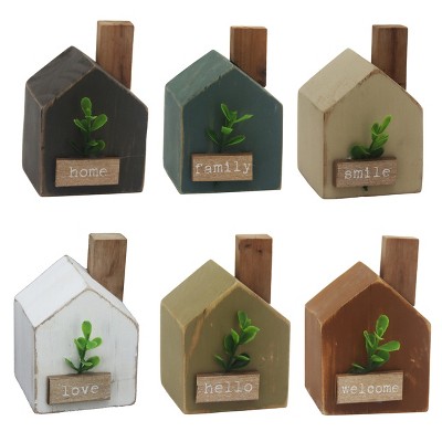 VIP Wood 3.5 in. Multicolor House Block Set of 6