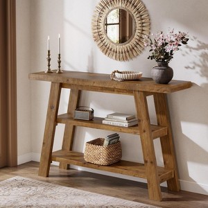 Tribesigns 47.24-Inch Solid Wood Console Table, 3-Tier Farmhouse Entryway Table with Shelves, Narrow Accent Table for Living Room, Hallway - 1 of 4