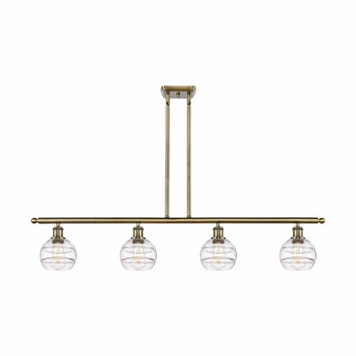 Rochester - 4 Light Stem Hung Island In Industrial Style-8.38 Inches Tall and 48 Inches Wide