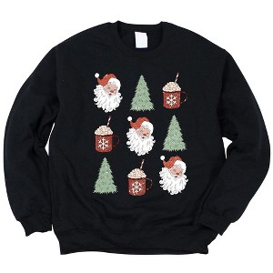 Simply Sage Market Women's Graphic Sweatshirt Tree and Mug Collage - M - Midnight - 1 of 2