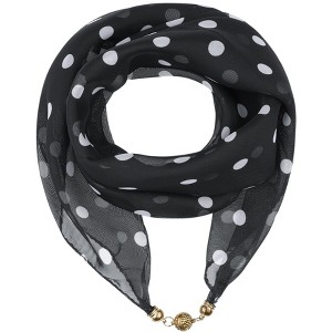 INSPIRE CHIC Women's 1950s Polka Dots Chiffon Square Pendant Necklace Scarves with Magnetic Buckle 1Pc - 1 of 4