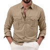 Men's Button Down Long Sleeve Casual Shirt, Utility Work Shirt with Chest Pocket - 2 of 4