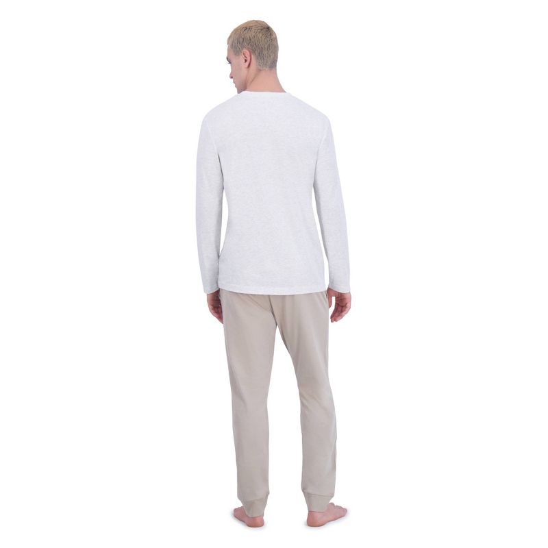 Hanes Originals Men's 2pc Super Soft French Terry Joggers + Long Sleeve Slub Crewneck Sleep Pajama Set, 4 of 6