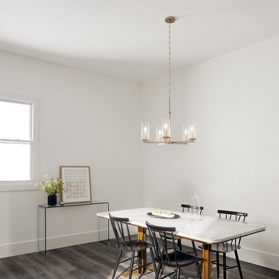 Transitional Crosby 5-Light Chandelier in Brushed Nickel with Clear Glass Shades