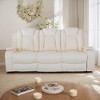 MAYEERTY Power Reclining Sofa, Electric 3-Seat Leather Recliner with USB Charging, Reversible Table & LED for Living Room, White - 2 of 4