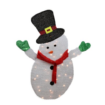 Northlight 4' Lighted Winter Snowman with Top Hat Outdoor Christmas Decoration - Clear Lights