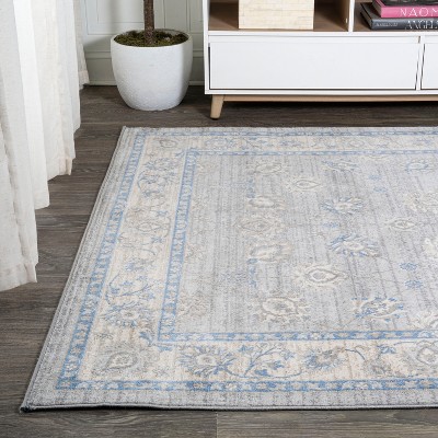 Gray/Blue Vintage Oushak-Inspired Easy-Care Area Rug