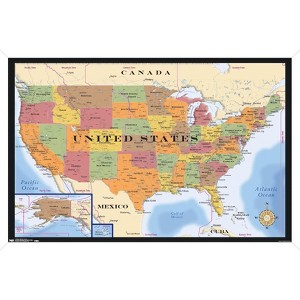 Trends International Map - USA Time Zones Framed Wall Poster Prints - 1 of 4