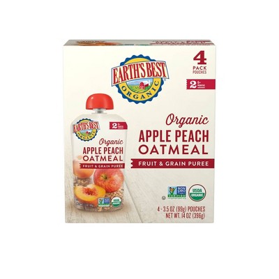 Earth's Best Organic Apple Peach Oatmeal Baby Food Pouch - (Select Count)