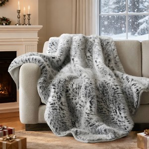 Harbor House Wild Animal Faux Fur Oversized Throw Blanket, Ultra Plush Velvet Back Reversible Smooth and Warm Blanket - 1 of 4