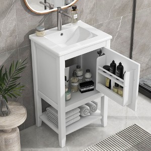 NicBex Bathroom Vanity with Sink,Bathroom Sink Vanity with Soft Closing Door and Open Shelf,20 inch Bathroom Sink Cabinet for Bathroom,White/Gray - 1 of 4