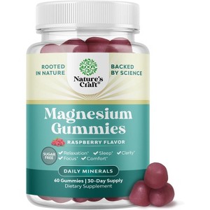 Sugar Free Magnesium Gummies, Relaxing Magnesium Citrate Gummies for Body & Mind Relaxation, Nature's Craft, 60ct - 1 of 4