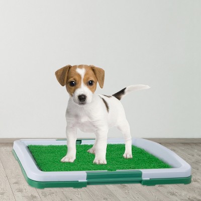 Small Green Artificial Grass Potty Trainer Mat with Tray
