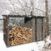 ORRD  Outdoor 2-in-1 Metal Firewood Rack with Storage Shed, Heavy-Duty Galvanized Steel Wood Holder, Brown & Black - 3 of 4