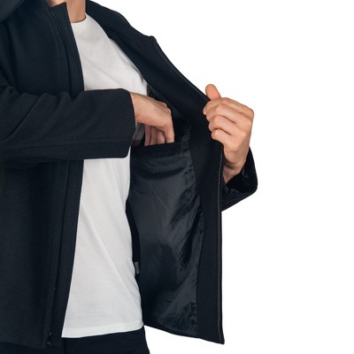 Alpine Swiss Grant Men’s Wool Jacket 28 Inch James Dean Style Bomber with Zippered Pockets Black XL — фото 4