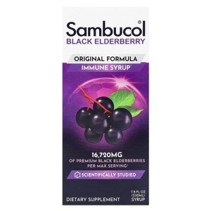Sambucol Black Sambucus Elderberry Syrup, Immune Support, Elderberry Liquid Syrup for Kids and Adults, High Antioxidants, Gluten Free - Original - 1 of 4