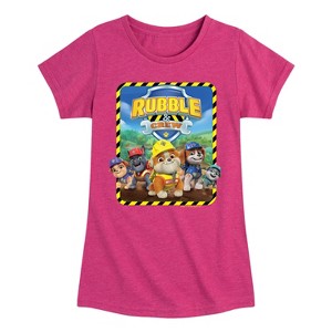 Girls' - Paw Patrol - Rubble & Crew Construction Group Fitted Short Sleeve Graphic T-Shirt - 1 of 4