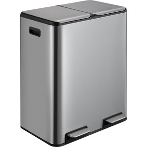 2x8 Gal (2x30L) Trash Can, Stainless Steel Dual Compartment Step-On Recycling Bin with Soft-Close Lids & Removable Plastic Inner Buckets for Home - 1 of 4