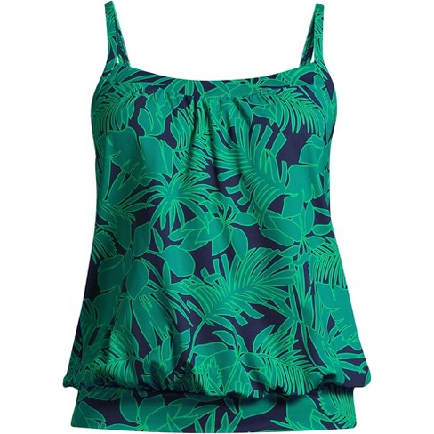 Lands' End Women's Chlorine Resistant V-neck Tulip Hem Tankini Swimsuit Top  With Adjustable Straps : Target