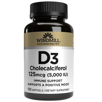 Windmill D3 Cholecalciferol 125mcg Softgels 100 Ct