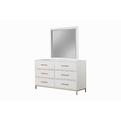Contemporary Madelyn White Mahogany Dresser Mirror 40x37