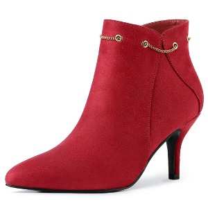 Allegra K Women's Pointed Toe Side Zip Stiletto Heel Ankle Booties - 1 of 4