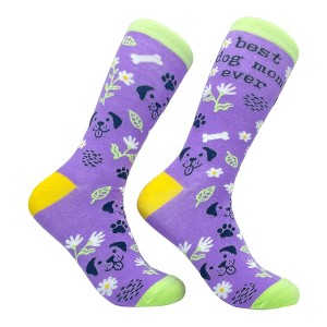Crazy Dog T-Shirts Women's Best Dog Mom Ever Socks Funny Mothers Day Pet Puppy Animal Lover Graphic Novelty Footwear - 1 of 4
