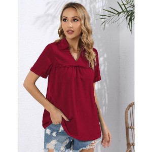 Rompers for Women 2023 Summer Casual V Neck Short Jumpsuits Belted Wrap Flared Half Sleeve Waist Tie Romper - 1 of 4