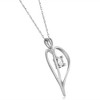Pompeii3 1/3Ct Solitaire Round Diamond Heart Pendant & Chain 10K White Gold 1" Tall - 3 of 4