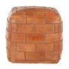 Sapphtopaz Modern leather Ottoman with Splicing Design Upholstered Multi-Purpose Pouf with Recycled Cotton Fill Footstool for Living Room,Bedroom - 2 of 4
