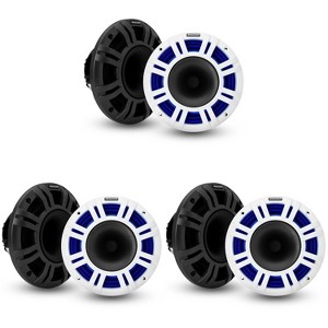 Kicker (3) 48KMXL8 8" 4-Ohm RGB-LED KMXL Horn-Loaded Marine Coaxial Speakers, Pairs - 1 of 4