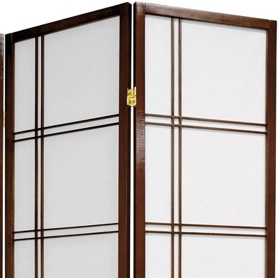 6 ft. Tall Walnut Shoji Screen with Double Cross Design