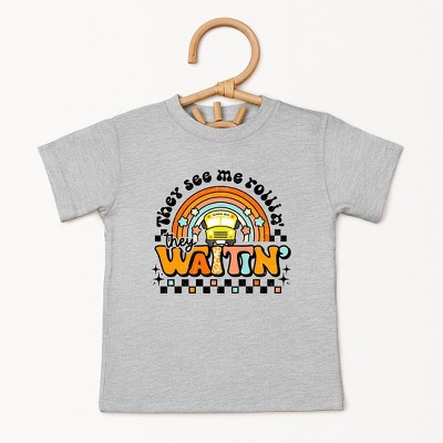 The Juniper Shop They See Me Rollin' Rainbow Toddler Short Sleeve Tee